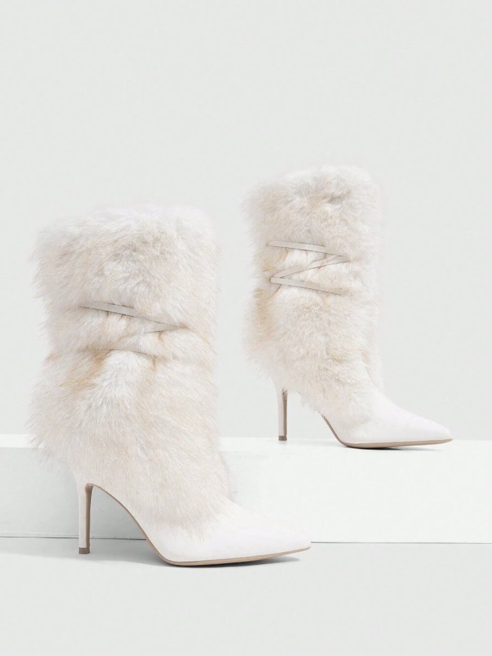 White Sexy Women's Stiletto Foldover Boots
